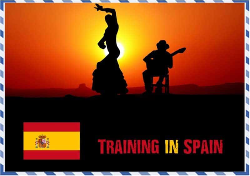 Back of Training in Spain postcard