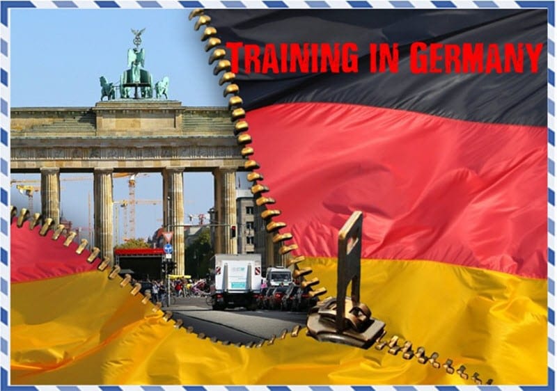 Back of Training in Germany postcard